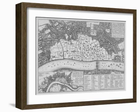 Map Showing the Extent of the Damage Caused by the Great Fire of London, 1666-Wenceslaus Hollar-Framed Giclee Print