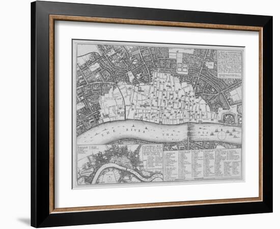 Map Showing the Extent of the Damage Caused by the Great Fire of London, 1666-Wenceslaus Hollar-Framed Giclee Print