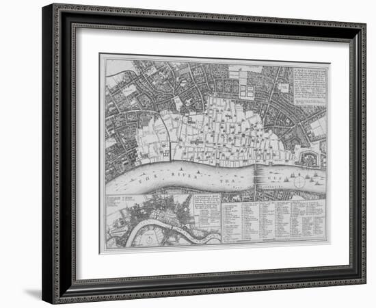 Map Showing the Extent of the Damage Caused by the Great Fire of London, 1666-Wenceslaus Hollar-Framed Giclee Print