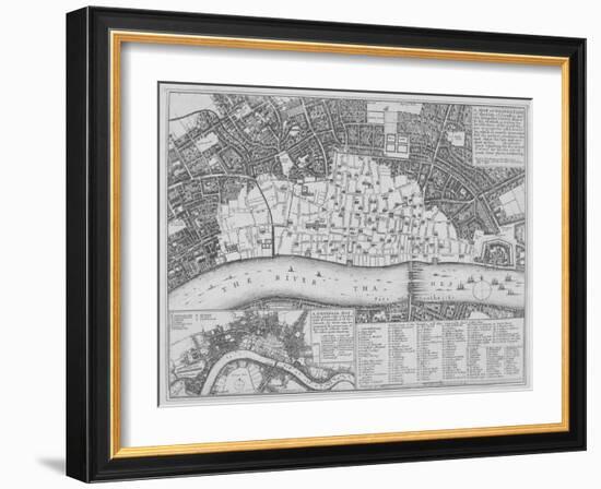 Map Showing the Extent of the Damage Caused by the Great Fire of London, 1666-Wenceslaus Hollar-Framed Giclee Print