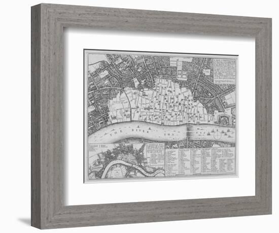 Map Showing the Extent of the Damage Caused by the Great Fire of London, 1666-Wenceslaus Hollar-Framed Giclee Print