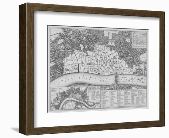 Map Showing the Extent of the Damage Caused by the Great Fire of London, 1666-Wenceslaus Hollar-Framed Giclee Print