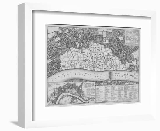 Map Showing the Extent of the Damage Caused by the Great Fire of London, 1666-Wenceslaus Hollar-Framed Giclee Print