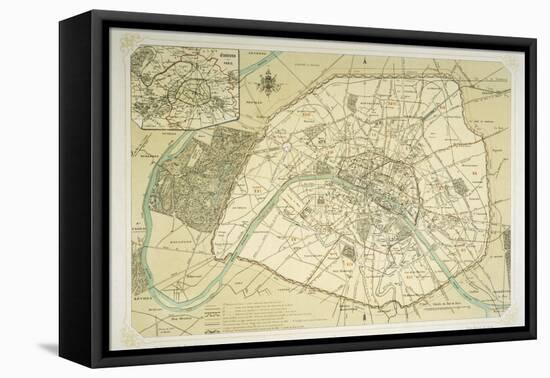 Map Showing the Growth of Paris from Its Earliest Origins to the Latest Projects Under Napoleon III-Felix Benoist-Framed Premier Image Canvas