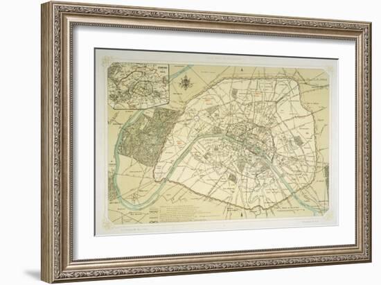 Map Showing the Growth of Paris from Its Earliest Origins to the Latest Projects Under Napoleon III-Felix Benoist-Framed Art Print