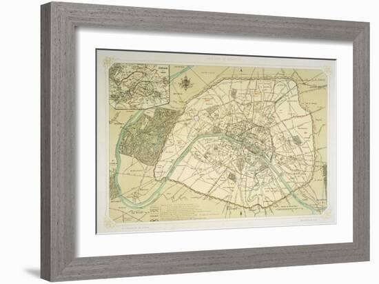 Map Showing the Growth of Paris from Its Earliest Origins to the Latest Projects Under Napoleon III-Felix Benoist-Framed Art Print