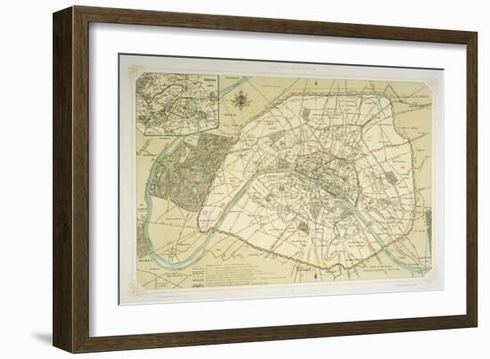 Map Showing the Growth of Paris from Its Earliest Origins to the Latest Projects Under Napoleon III-Felix Benoist-Framed Art Print