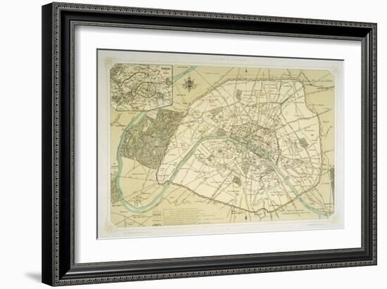 Map Showing the Growth of Paris from Its Earliest Origins to the Latest Projects Under Napoleon III-Felix Benoist-Framed Art Print