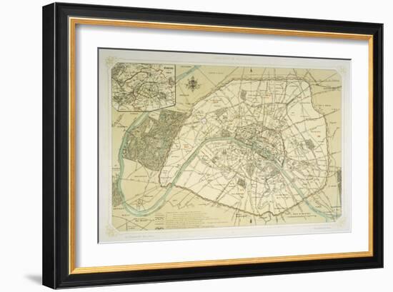 Map Showing the Growth of Paris from Its Earliest Origins to the Latest Projects Under Napoleon III-Felix Benoist-Framed Art Print