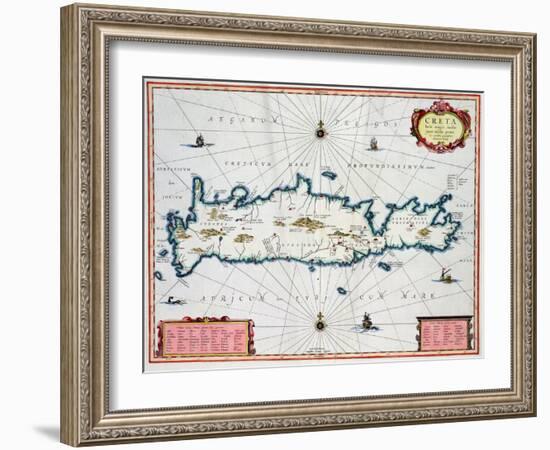 Map Showing the Island of Crete, C.1570-Abraham Ortelius-Framed Giclee Print