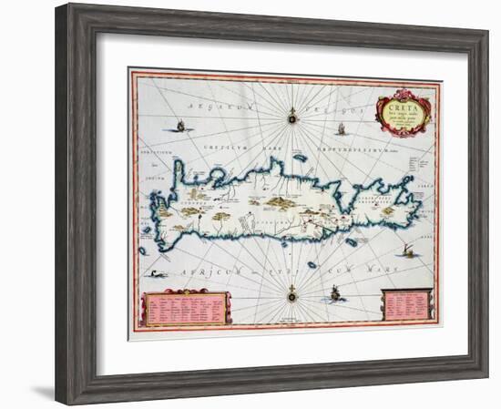 Map Showing the Island of Crete, C.1570-Abraham Ortelius-Framed Giclee Print