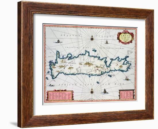 Map Showing the Island of Crete, C.1570-Abraham Ortelius-Framed Giclee Print