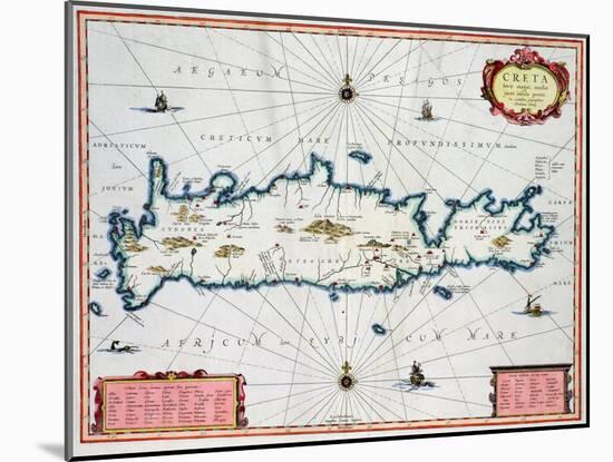 Map Showing the Island of Crete, C.1570-Abraham Ortelius-Mounted Giclee Print