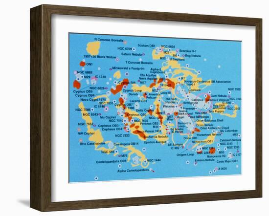 Map Showing the Local Arm In the Milky Way-J. Baum and N. Henbest-Framed Photographic Print