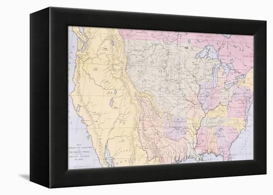 Map Showing the Localities of the Indian Tribes of the Us in 1833-George Catlin-Framed Premier Image Canvas