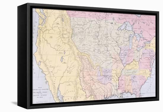 Map Showing the Localities of the Indian Tribes of the Us in 1833-George Catlin-Framed Premier Image Canvas