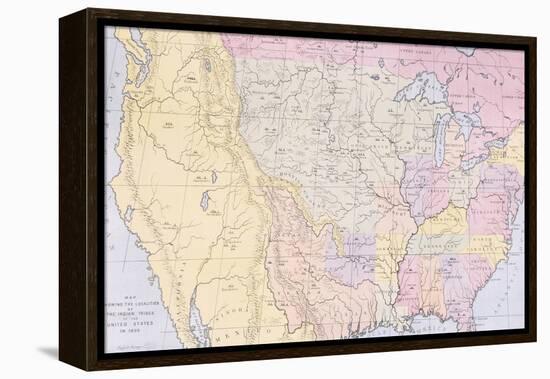 Map Showing the Localities of the Indian Tribes of the Us in 1833-George Catlin-Framed Premier Image Canvas