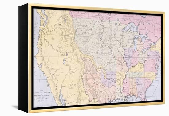 Map Showing the Localities of the Indian Tribes of the Us in 1833-George Catlin-Framed Premier Image Canvas