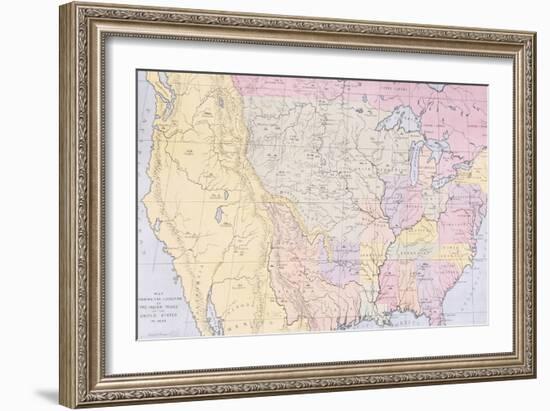 Map Showing the Localities of the Indian Tribes of the Us in 1833-George Catlin-Framed Giclee Print