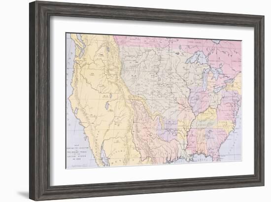 Map Showing the Localities of the Indian Tribes of the Us in 1833-George Catlin-Framed Giclee Print