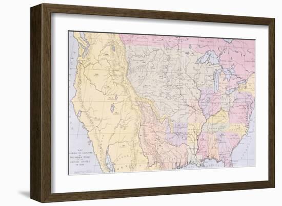 Map Showing the Localities of the Indian Tribes of the Us in 1833-George Catlin-Framed Giclee Print