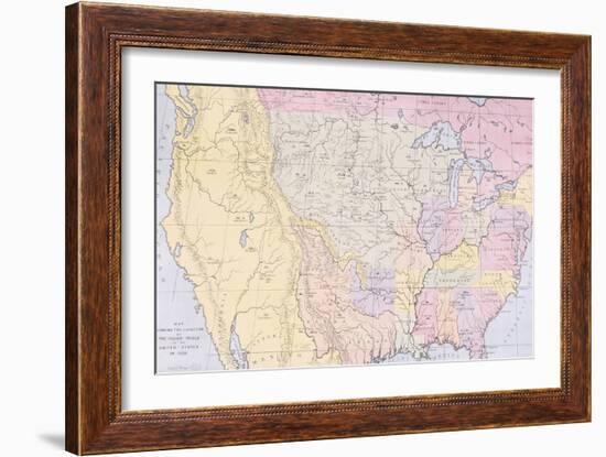 Map Showing the Localities of the Indian Tribes of the Us in 1833-George Catlin-Framed Giclee Print