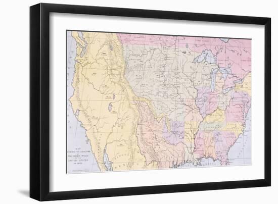 Map Showing the Localities of the Indian Tribes of the Us in 1833-George Catlin-Framed Giclee Print