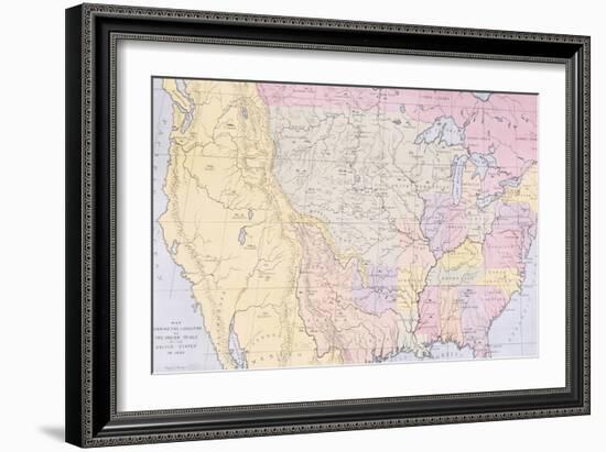 Map Showing the Localities of the Indian Tribes of the Us in 1833-George Catlin-Framed Giclee Print