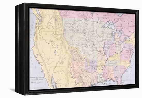 Map Showing the Localities of the Indian Tribes of the Us in 1833-George Catlin-Framed Premier Image Canvas