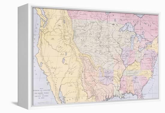 Map Showing the Localities of the Indian Tribes of the Us in 1833-George Catlin-Framed Premier Image Canvas