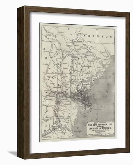 Map Showing the New Frontier Line Between Russia and Turkey as Settled by the Treaty, 30 March 1856-John Dower-Framed Giclee Print