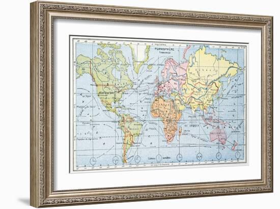 Map Showing the Principal World Trade Shipping Routes, 1912-null-Framed Giclee Print