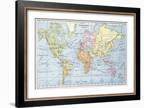 Map Showing the Principal World Trade Shipping Routes, 1912-null-Framed Giclee Print