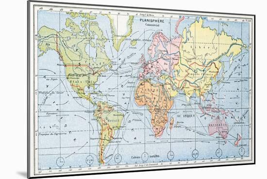 Map Showing the Principal World Trade Shipping Routes, 1912-null-Mounted Giclee Print