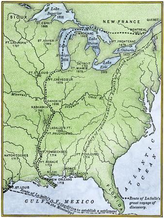 39 Map Showing the Route of la Salle 39 s - Map Showing The Route Of La Salle S Explorations In North America 17th Century U L Q1j493t0