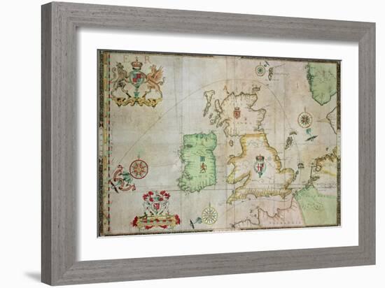 Map Showing the Route of the Armada Fleet, Engraved by Augustine Ryther, 1588-Robert Adams-Framed Giclee Print