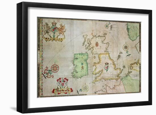 Map Showing the Route of the Armada Fleet, Engraved by Augustine Ryther, 1588-Robert Adams-Framed Giclee Print