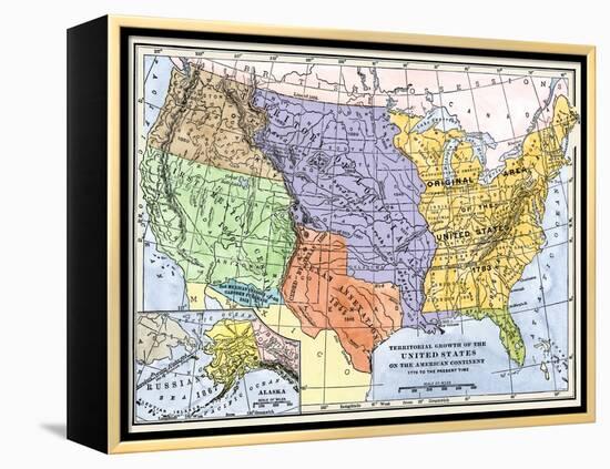 Map Showing the Territorial Growth of the Continental Us 1776 to 1899-null-Framed Premier Image Canvas