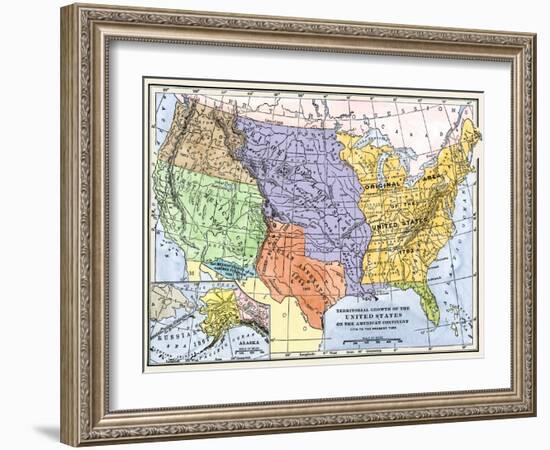 Map Showing the Territorial Growth of the Continental Us 1776 to 1899-null-Framed Giclee Print