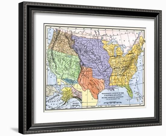 Map Showing the Territorial Growth of the Continental Us 1776 to 1899-null-Framed Giclee Print