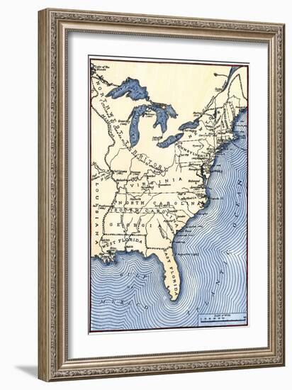 Map Showing the Thirteen Colonies Which Joined Together as the Original Thirteen States in 1776-null-Framed Premium Giclee Print