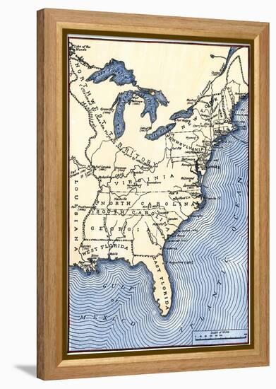 Map Showing the Thirteen Colonies Which Joined Together as the Original Thirteen States in 1776-null-Framed Premier Image Canvas