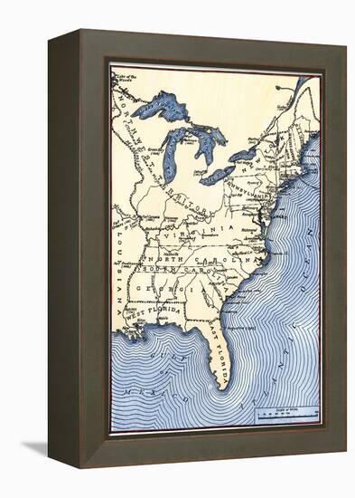 Map Showing the Thirteen Colonies Which Joined Together as the Original Thirteen States in 1776-null-Framed Premier Image Canvas