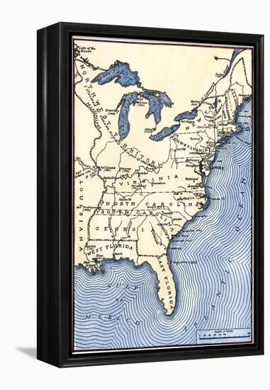 Map Showing the Thirteen Colonies Which Joined Together as the Original Thirteen States in 1776-null-Framed Premier Image Canvas