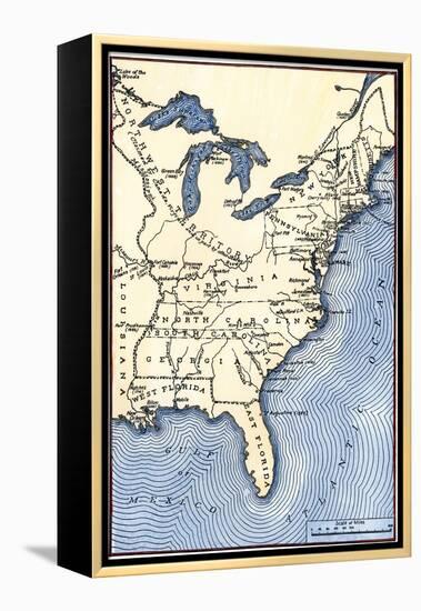 Map Showing the Thirteen Colonies Which Joined Together as the Original Thirteen States in 1776-null-Framed Premier Image Canvas