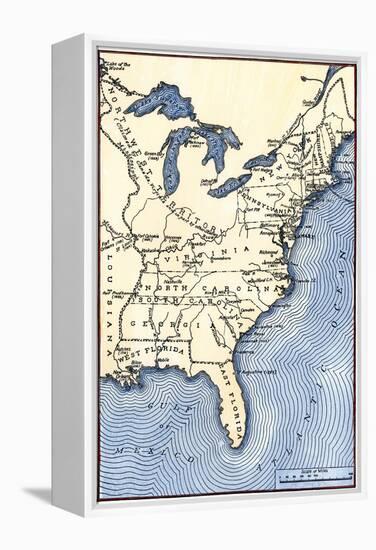 Map Showing the Thirteen Colonies Which Joined Together as the Original Thirteen States in 1776-null-Framed Premier Image Canvas