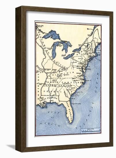 Map Showing the Thirteen Colonies Which Joined Together as the Original Thirteen States in 1776-null-Framed Giclee Print