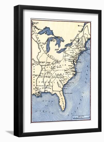 Map Showing the Thirteen Colonies Which Joined Together as the Original Thirteen States in 1776-null-Framed Giclee Print