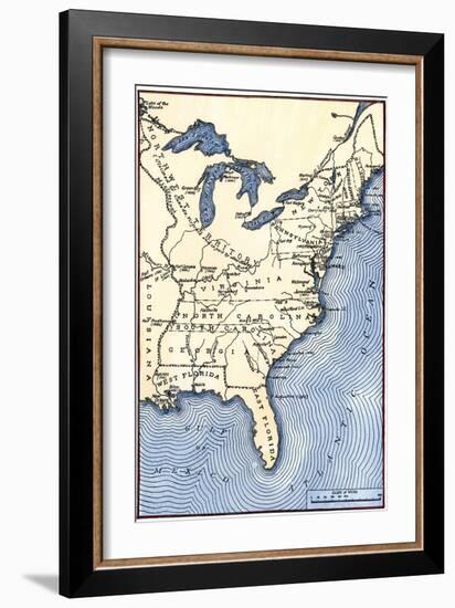 Map Showing the Thirteen Colonies Which Joined Together as the Original Thirteen States in 1776-null-Framed Giclee Print