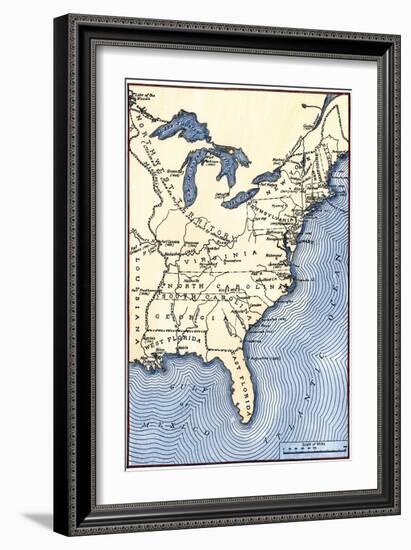 Map Showing the Thirteen Colonies Which Joined Together as the Original Thirteen States in 1776-null-Framed Giclee Print